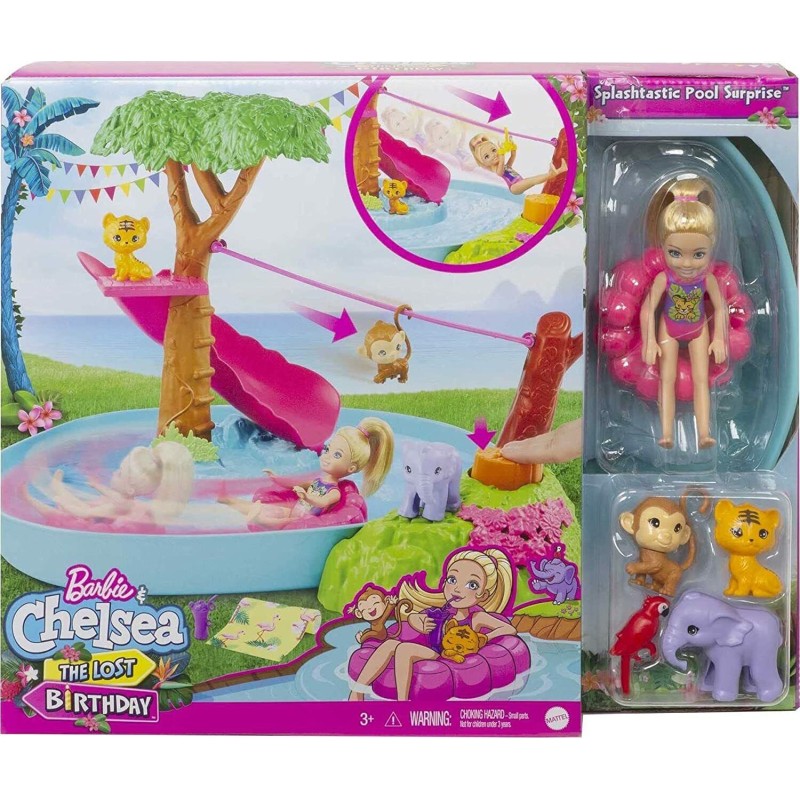 Barbie And Chelsea The Lost Birthday Splashtastic Pool Surprise Playset