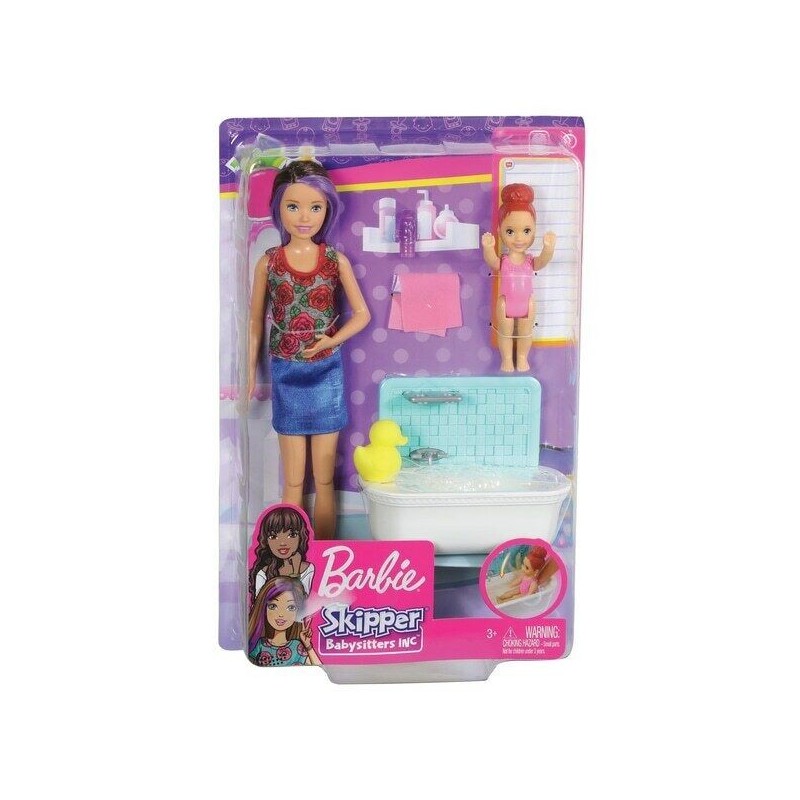 Barbie Skipper Babysitters Inc. Doll and Bath Playset Toddler Girl Toys Play