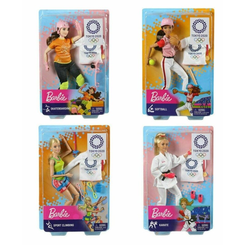 Barbie Olympic Games Tokyo 2020 Set Karate Climbing Skateboarding Softball Gift