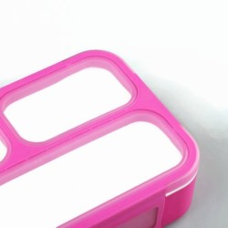 Bento Lunch Box Green 540ML 3 Comp + spork Leakproof  BPA Free Microwavable