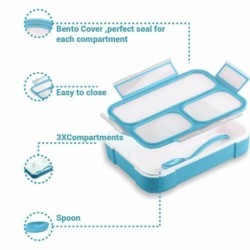 2x Blues Leakproof Bento Lunch Box Meal Storage Container BPA Free Microwavable