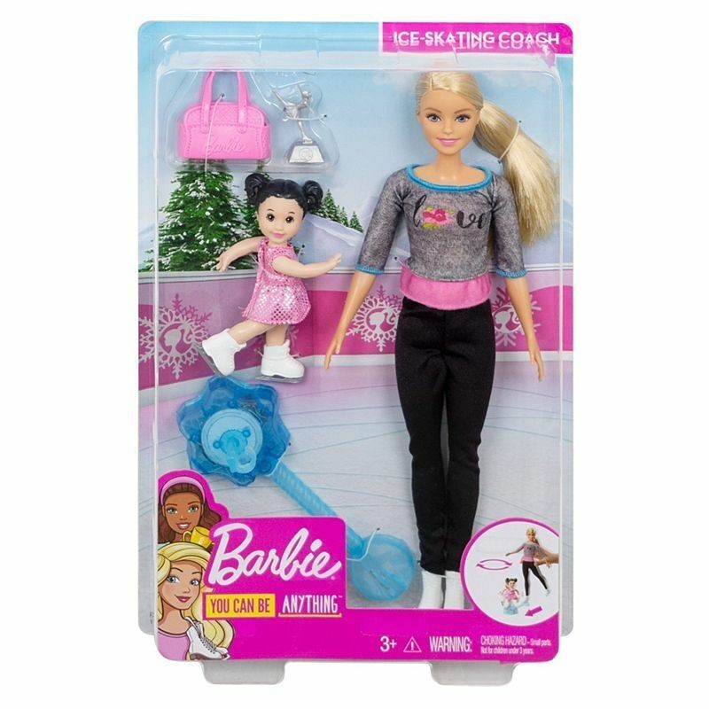 Barbie Careers Ice-Skating Coach Doll and Playset Spinning Girl Gift Toy Play