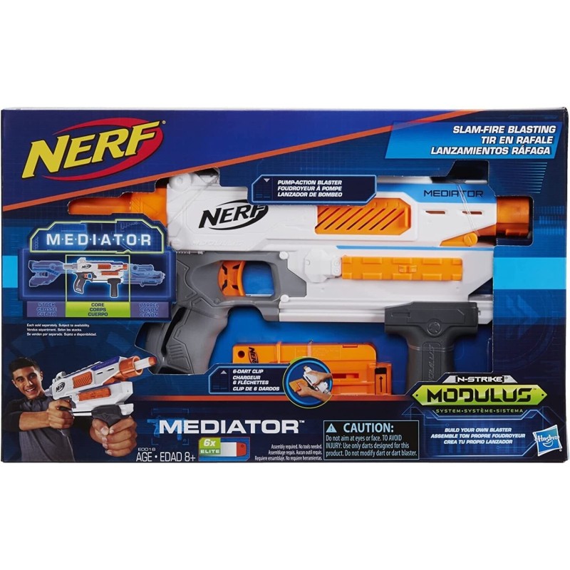 Nerf Mediator N-Strike Modulus Elite Slam Fire 6 Darts Blaster Clip Toy Gun