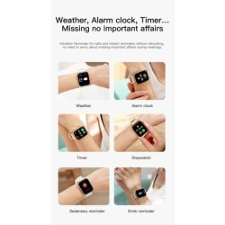 Fashion Smart Watch Body Temperature Heart Rate Blood Pressure Monitor Black