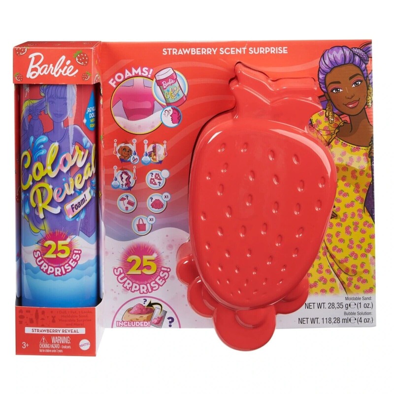 Barbie Ultimate Color Reveal Foam Doll - Strawberry Scent 25 Surprises ...