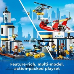 Lego City 60308 Seaside Police and Fire Mission Helicopter Speed Boat 297pcs