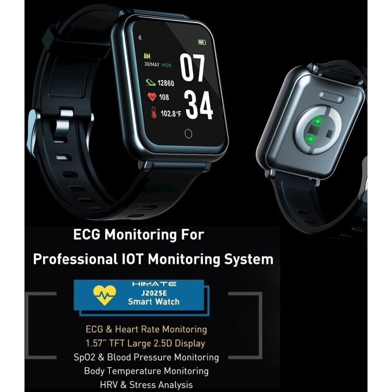 HIMATE J2025E/F Smart Watch Temp ECG SpO2 Sleep Tracker Heart Rate Blood Glucose