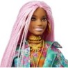 Barbie Extra Doll 10 in Floral-Print Jacket with DJ Mouse Pet Pink Braids Toy