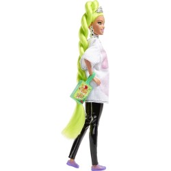 Barbie Extra Doll 11 Neon Green Hair Twisted Ponytail Oversized Tee Pet Parrot