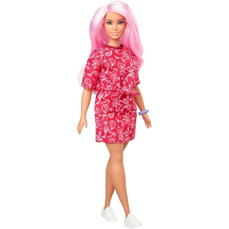 Barbie® Fashionistas™ Doll 151 Curvy with Long Pink Hair & Red Paisley ...