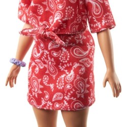 Barbie® Fashionistas™ Doll 151 Curvy with Long Pink Hair & Red Paisley Outfit