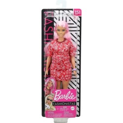 Barbie® Fashionistas™ Doll 151 Curvy with Long Pink Hair & Red Paisley Outfit