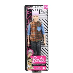 Barbie Ken Fashionistas Doll 154 Asian Sculpted Purple Hair & Plaid Shirt Toys