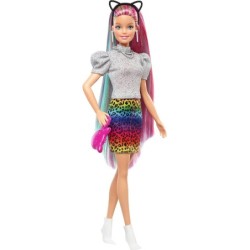 Barbie Leopard Rainbow Hair Doll Shaved Colour-change Hair Feature Toys Gift