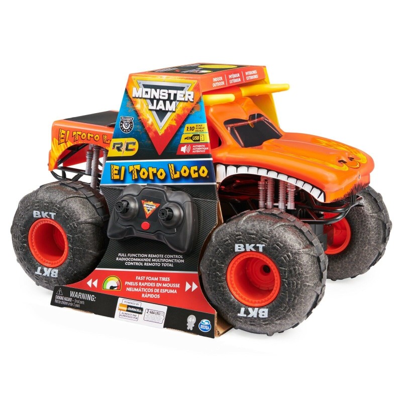 Monster Jam 1:10 Scale Radio Control RC El Toro Loco Sounds Fast Foam Tires Toys