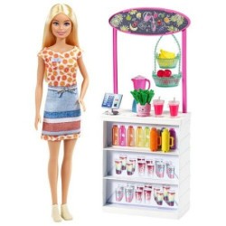 Barbie Smoothie Bar Playset Blonde Doll + Colour Change Cups Fruit Toy Gift Girl