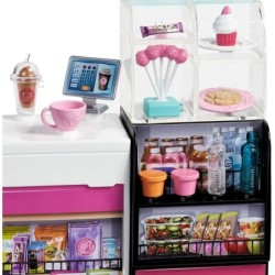 Barbie Coffee Shop Playset + Doll Cafe Barista Pretend Play Toy Gift Girl 20+pcs