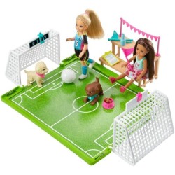 Barbie Chelsea Soccer Playset Kicking Action 6" Doll Football Dog Puppy Gift Toy