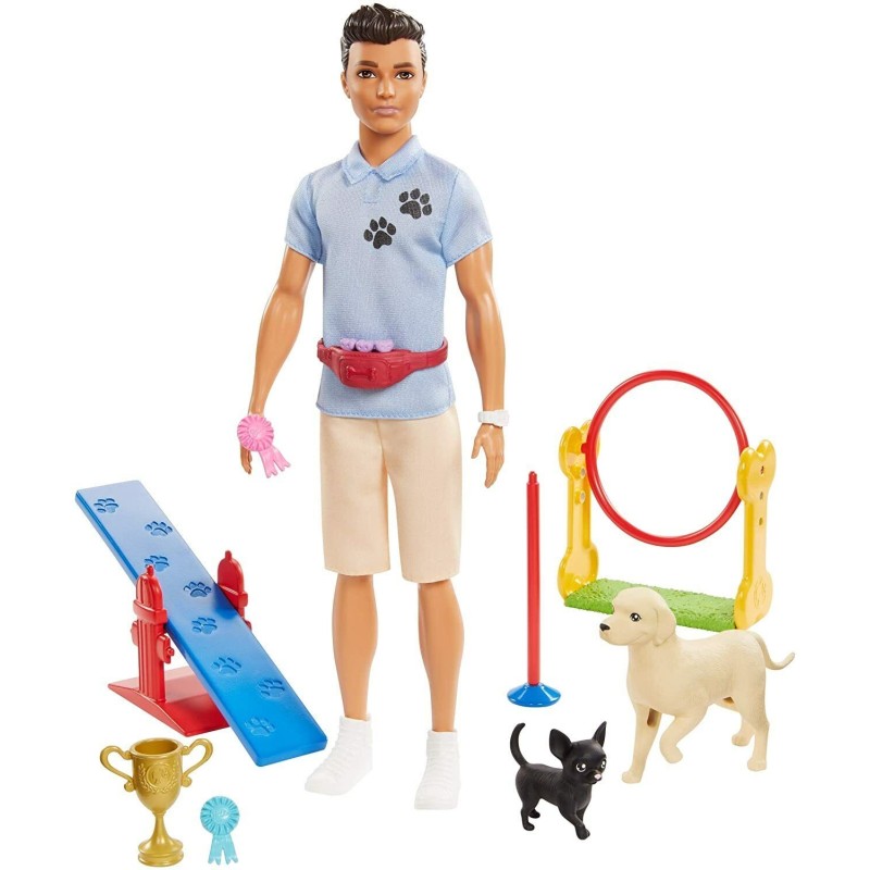 Barbie KEN Doll CAREERS Dog Trainer Playset Puppy Pet Trophy Gift Play Toys Girl