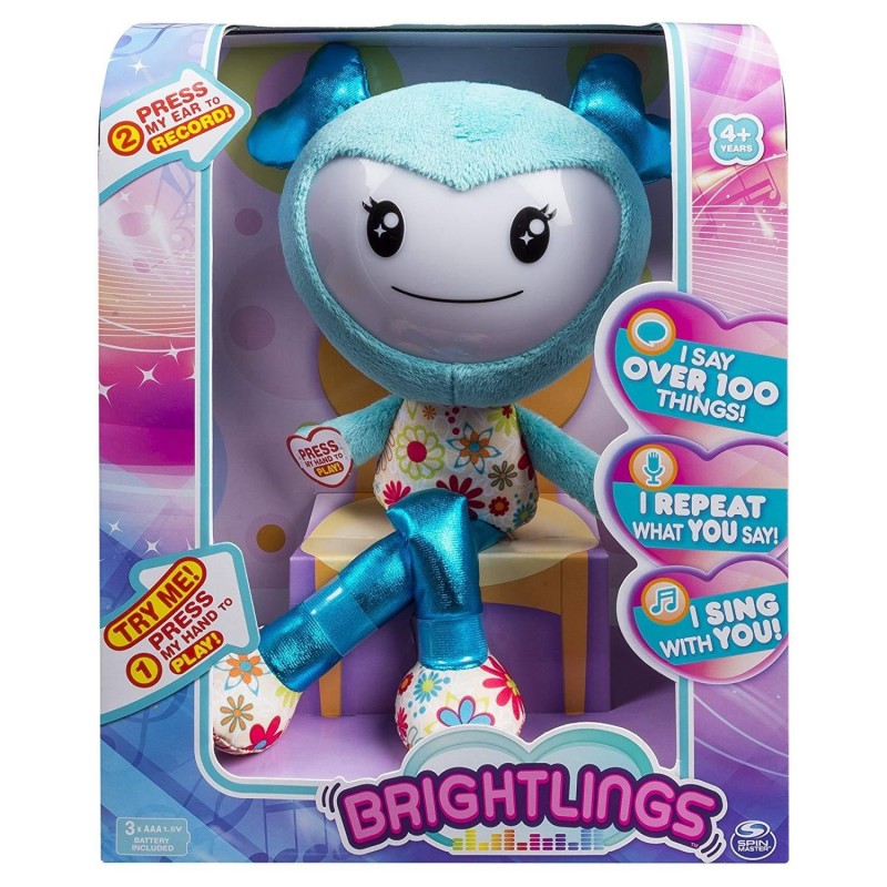 Brightlings Interactive Blue Doll Singing Talking more than 100 things Record & Repeat