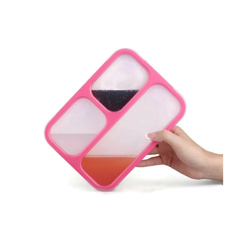 Bento Lunch Box Pink 1000ML 3 Comp Meal Prep Leakproof  BPA Free Microwavable