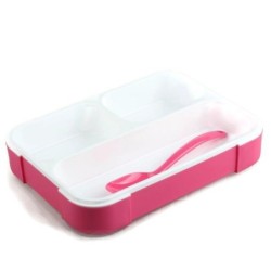 Bento Lunch Box Pink 1000ML 3 Comp Meal Prep Leakproof  BPA Free Microwavable