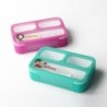 Bento Lunch Box Green+Pink 540ML 3 Comp + spork Leakproof  BPA Free Microwavable