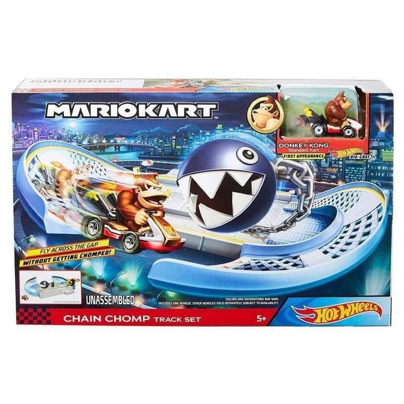 Hot Wheels Nintendo Mario Kart Chain Chomp Track Set Donkey Kong Car Figure Gift