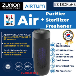 Air Purifier AIRTUM PREMIUM Dust Virus H13 HEPA Filter UV-C Portable KOREA Black