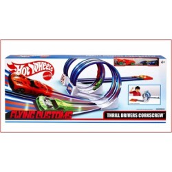 Hot Wheels Thrill Drivers Corkscrew Race Track Set + 2 Cars Double Loops Gift