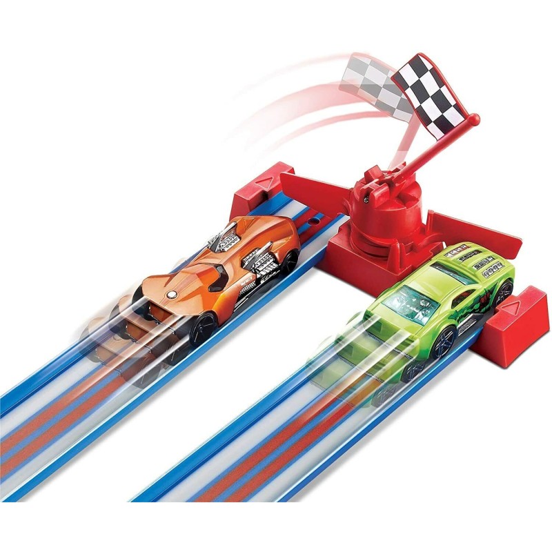 Hot Wheels Thrill Drivers Corkscrew Race Track Set + 2 Cars Double