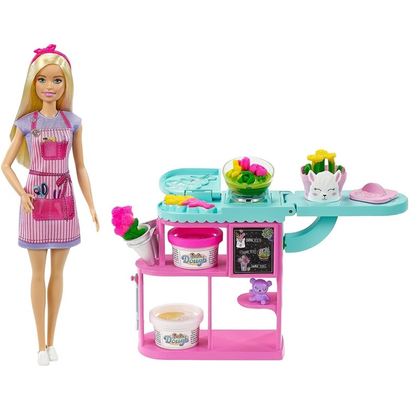 Barbie Florist Playset Blonde Doll Floral Shop Flower Making Station Toys Gift