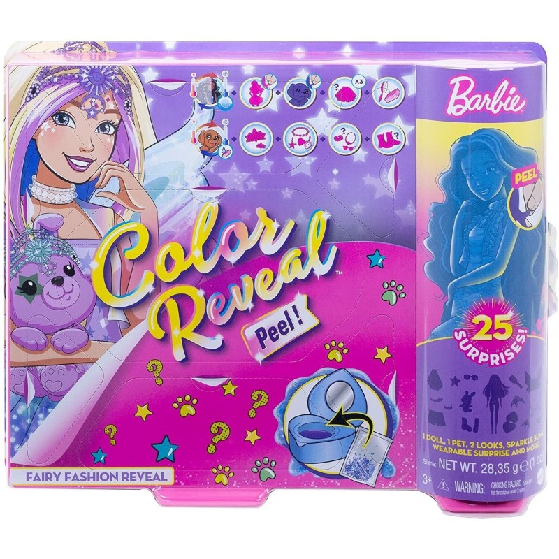 Barbie Color Reveal Peel Fairy Fashion Doll with Pet 25 Surprises Toys Gift