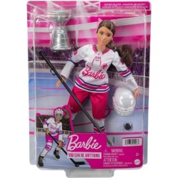 Barbie You Can Be Anything Hockey Player Curvy Brunette Doll and Playset Toy