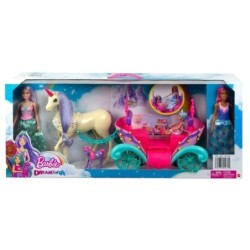 Barbie Dreamtopia Carriage Playset 3 Dolls and 2 Unicorns Fairytale Toys Gift